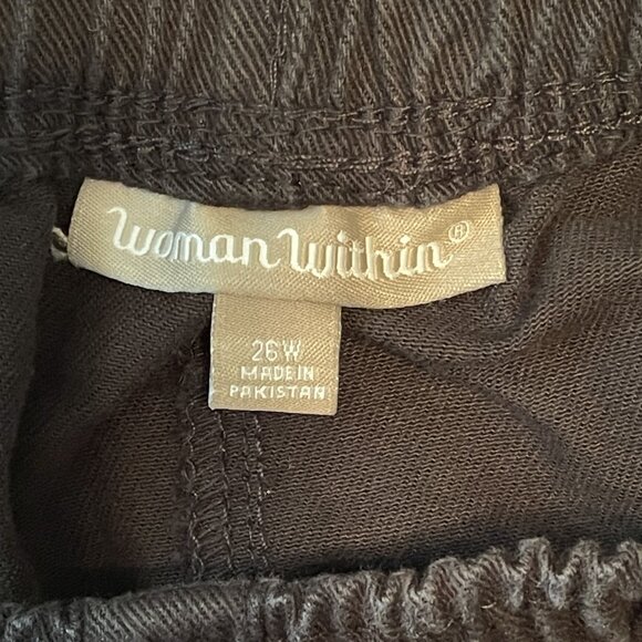 WOMENS SHORTS Size 26W WOMAN WITHIN Elastic Waist BLACK Cotton DENIM 1071A - Picture 2 of 9